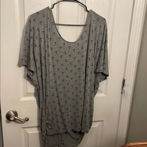 Gray Oversized Flutter Sleeve Tee